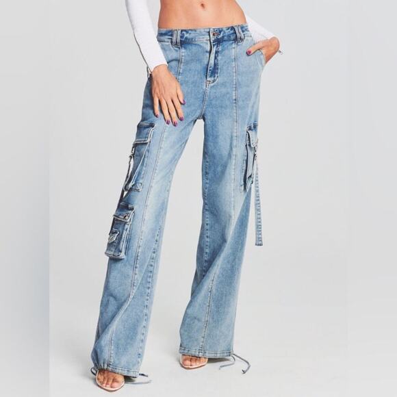Retrofete Alejandra Slouchy Wide Leg Cargo Jeans NWT - Picture 1 of 9